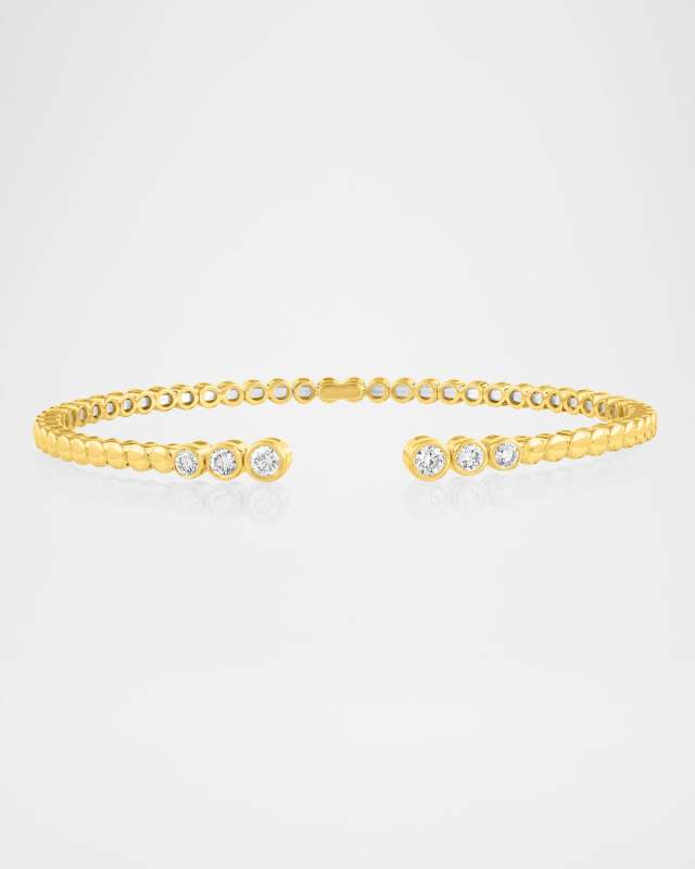 18K Yellow Gold Six-Stone Graduated Diamond Open Bangle Bracelet